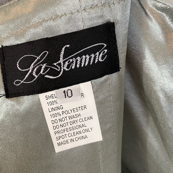 LA FEMME Lace & Satin A-Line Crystal Bodice Formal Evening Gown Size 10 - Picture 10 of 10